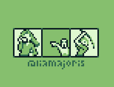 Three squares showing three different pixel art poses. The first shows a woman with a camera; the second is a pixel rendition of the pointing soyjak meme; the third shows a person holding a sword above their head.